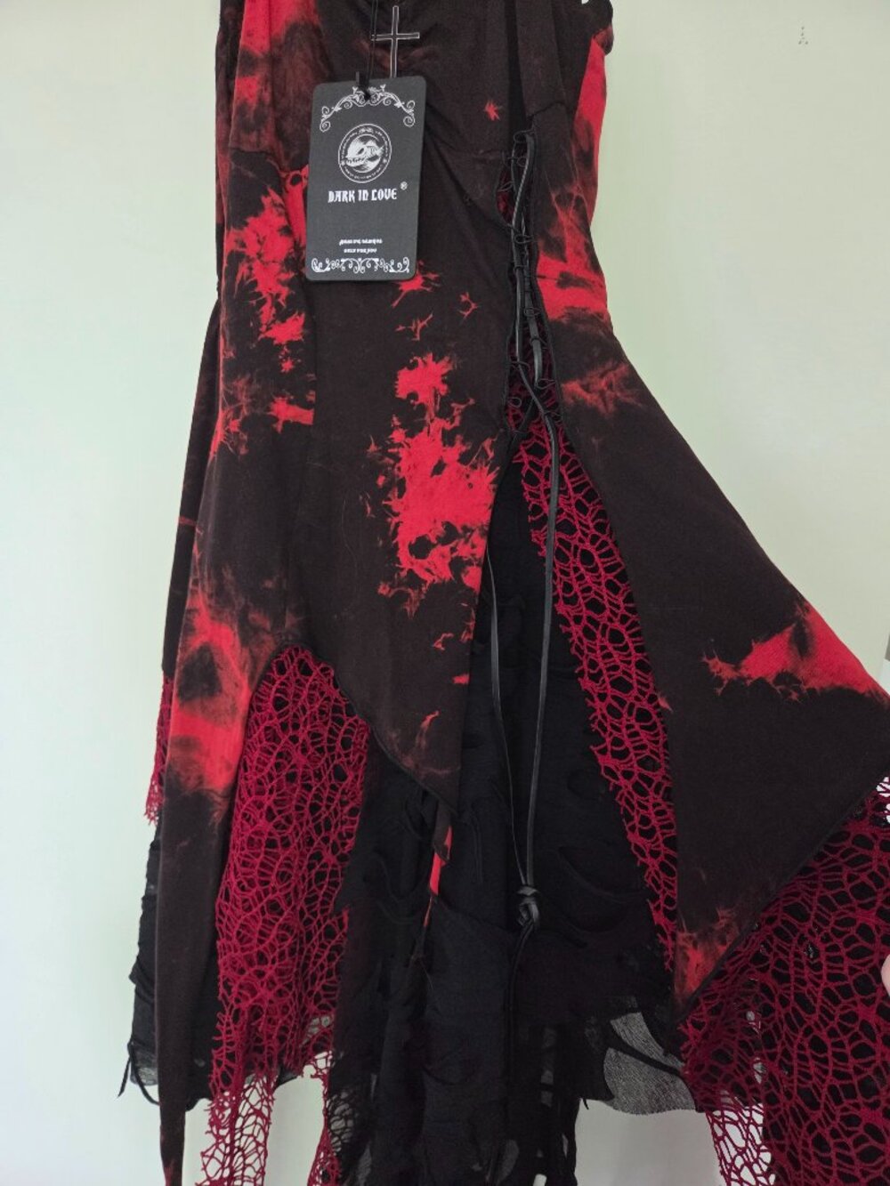 Gothic Punky Red/Black Tie-Dye Distressed Dress Size M (NWT) - Picture 4 of 9